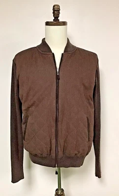 Cárdigan PETER MILLAR Acolchado Mezcla Lana Merino Cremallera Completa Marrón, Talla Grande Foto 1 de 4