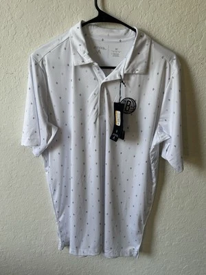Polo de golf de rendimiento de hoyo 19 ANTIGUA mediano Brooklyn Nets para hombre nuevo con etiquetas Foto 1 de 4