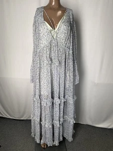 Free People Womens Maxi Dress Blue Size M Weeping Willow Flowy Floral Chiffon - Picture 1 of 10