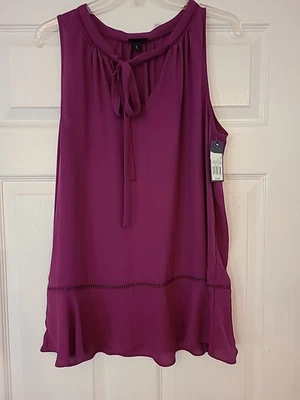 MOSSIMO Шерри без рукавов блузка w/галстук передний воротник лестница стежок размер L новый с Ярлыками - Изображение 1 из 4