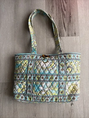 Bolso de Mano Vera Bradley Java Verde Azulado Grande Tic Tac Paisley Floral Acolchado Cartera Bolso Foto 1 de 4