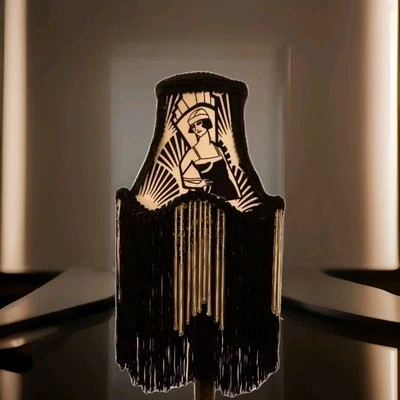 FABULOUS BESPOKE 6" LAMPSHADE ART DECO FABRIC UNIQUE ONLY 1 AVAILABLE - Image 1 of 4