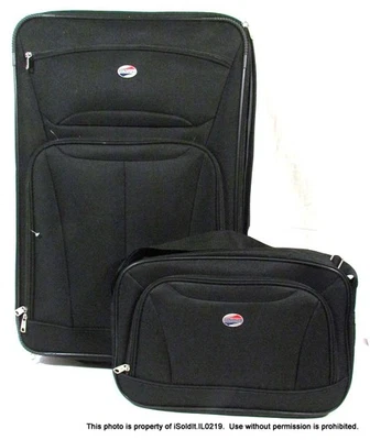 2-PC NEW AMERICAN TOURISTER BLACK NYLON LUGGAGE SUITCASE & TOTE - Image 1 of 4