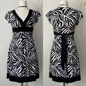 VTG French Atmosphere Womens Y2K Babydoll Dress Size M Zebra Print Grunge Goth - Picture 1 of 10
