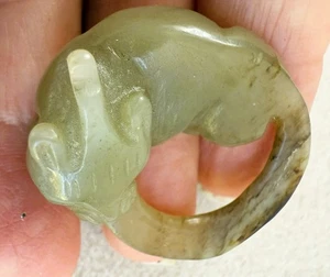 Antique Hetian Jade Hand-carved Exquisite Cat Leopard Pendant Apparel Ornament - Picture 1 of 19