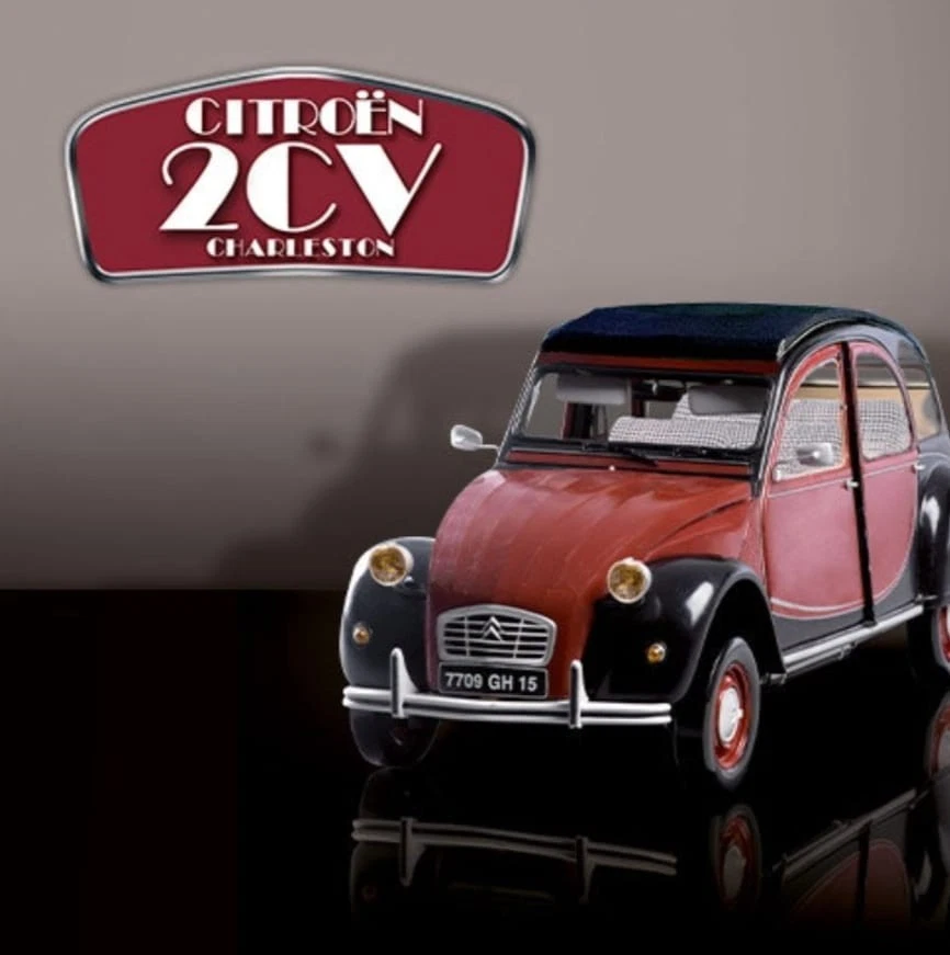 Citroën 2 CV charleston bordeaux e nera DeAgostini scala 1:8  - Immagine 1 di 4