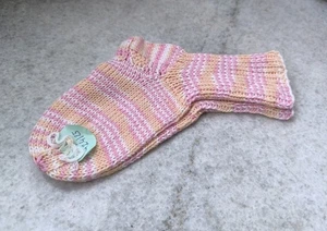 Beautiful handmade children's cotton pink socks, size 24/25 - Picture 1 of 4