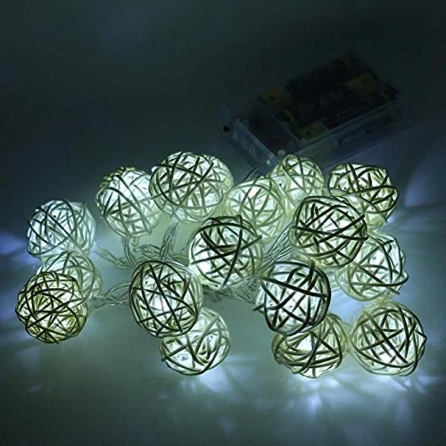 String Lights, Keepfit 2.2M 20 LED Outdoor Fairy Curtain Light Rattan Ball - Image 1 of 1