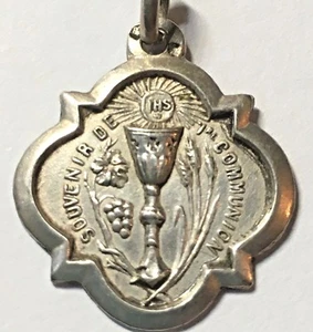 FRENCH 1900s RELIGIOUS STERLING SILVER CHALICE CHARM~ DATED 1904 ~HOLY COMMUNION - Picture 1 of 5