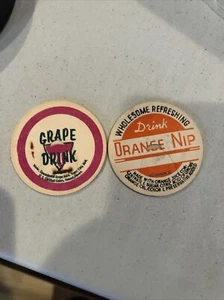Vintage milk bottle cap ORANGE NIP and Grape Drink - Picture 1 of 4