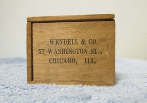 Antique WENDELL & CO Chicago Small Wood SLIDE TOP JEWELRY BOX - Picture 1 of 5