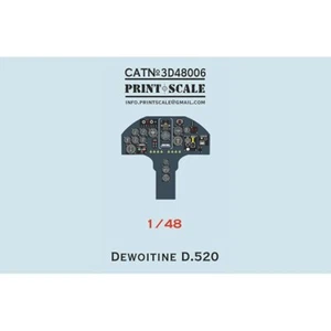 Instrumental panel Dewoitine D.520 3D DECALS Scale 1:48 Print Scale 3D48-006 - Picture 1 of 3