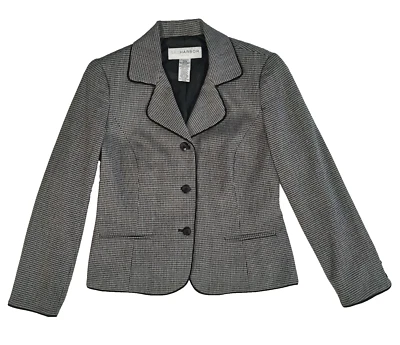 Chaqueta Blazer Sag Harbor Para Mujer Negra/Blanca Hounds Diente Recortada Talla 4P Foto 1 de 4
