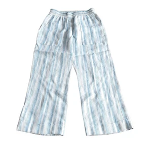 Joie womens Sz S blue white striped 100% linen casual pants - Picture 1 of 8