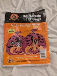 vtg looney tuned halloween leaf bags 2pk bag 1997 warner bros taz daffy v2779 - Picture 1 of 2