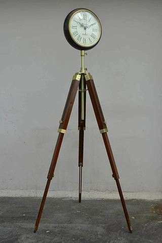 Clock Wooden Grandfather Style Floor Clock Fold able Tripod Stand Home Decor Cover