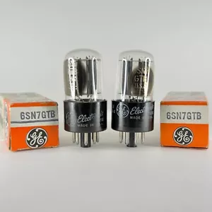 Tested Matched Pair GE 6SN7GTB Tubes with Boxes Gray Plates Codes LY CV 6SN7 GT - Afbeelding 1 van 10