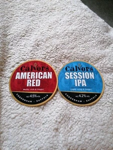 CALVORS BREWERY AMERICAN RED AND SESSION IPA BEER PUMP CLIPS - Picture 1 of 8