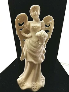 ANGEL GIRL LADY WHITE BOUQUET PORCELAIN FIGURINE AS-IS CHINA 6.75 IN TALL VINTAG - Picture 1 of 12