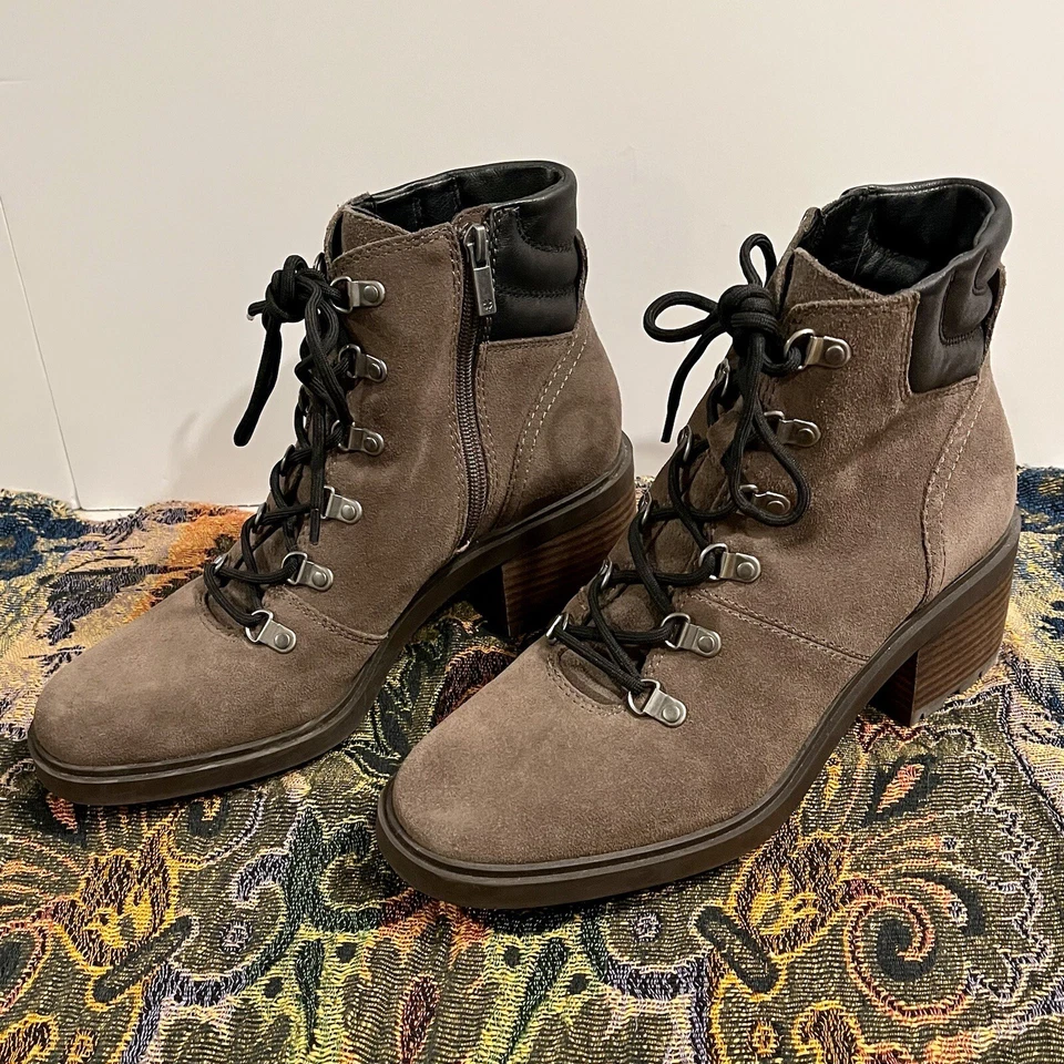 LUCKY BRAND Dareek Combat Boots Womens 9M Suede Leather CHUNKY Lug Soles Brown - Image 1 of 4