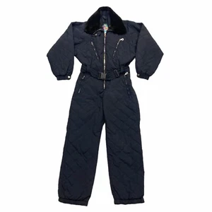 Traje de esquí Belfe & Belfe | Traje de nieve deportivo de invierno azul marino diseñador vintage para mujer - Imagen 1 de 5