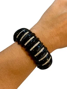 Joan Boyce moderne Eleganz schwarz & Strass Armreif Armband - Bild 1 von 11