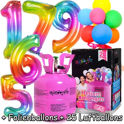 FOLIENBALLONS + BALLONGAS + LUFTBALLONS - 1-99 Geburtstag Party Deko Set Helium - Bild 1 von 4