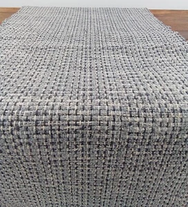 NUEVO Corredor de Mesa Tejido Azul Gris Blanco Negro Flecos Extremos Algodón India 60"Lx14"W - Imagen 1 de 7