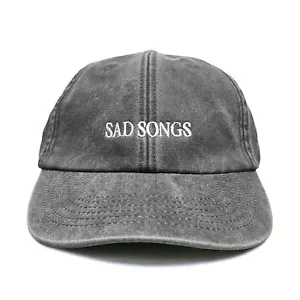Sad Songs Washed Embroidered Dad Baseball Cap || Hat Strapback 6 Panel Brimmed - Picture 1 of 22