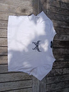 short sleeve cropped white tee with black butterfly print, size xs - Picture 1 of 4