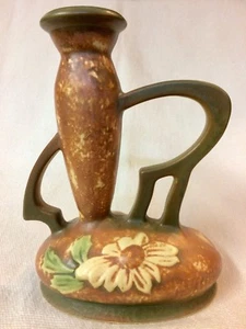 ANTIQUE ROSEVILLE POTTERY ~ DAHLROSE BUD VASE ~ SHAPE 77-7 ~ 1920's ~ NO MARK - Picture 1 of 8