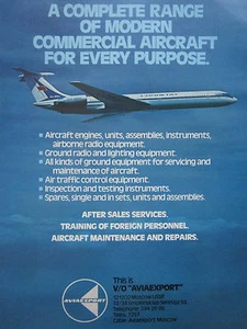 11/1975 PUB AVIAEXPORT URSS USSR MOSCOU CCCP AVION IL-62 AEROFLOT ORIGINAL AD - Foto 1 di 1