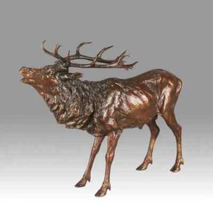 "Ciervo rugiente"" bronce antiguo pintado en frío de Franz Bergman - Imagen 1 de 11