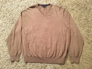 Men's Club Room 100% Merino Wool V-Neck Brown Sweater, Size L - Picture 1 of 4