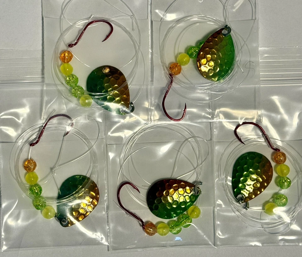 5 Spinner Rigs Walleye Crawler Harness # 3 UV Colorado Blades 1 Hook - Image 1 of 1