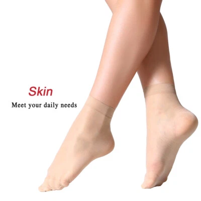 10/20 pares de calcetines transparentes al tobillo para mujer de nailon vestido corto fino medias de seda medias Foto 1 de 4