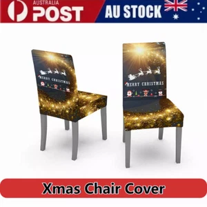 Christmas Dining Chair Covers XMAS Party Decorations Merry Christmas Seat Cover - Picture 1 of 8