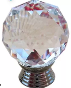 6 - 30mm Diamond K9 Crystal Glass Cabinet Knob Door Handles - New - Picture 1 of 3