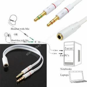 3.5mm AUX Headphone Mic Coupler Adapter 1Female 2Male Audio Microphone splitter - Picture 1 of 1