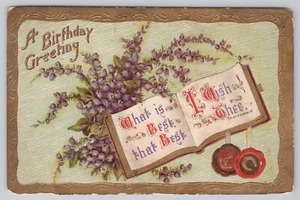 Happy Birthday Wishes Greetings Vintage Postcard - Bild 1 von 2