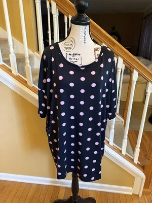 Top túnica LuLaRoe Irma - negro con lunares rosas para mujer XL nuevo con etiquetas Foto 1 de 4