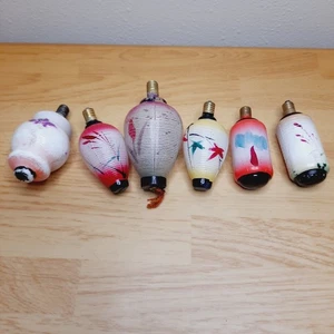 6 Vintage C6 Milchglas figürliche LATERNE Ornamente Glühbirnen 15V Lichter Japan FUNKTIONIEREN! - Bild 1 von 12