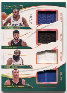 23-24 Immaculate Kawhi Leonard Paul George James Harden Westbrook 4 Jersey #/99 - Picture 1 of 5
