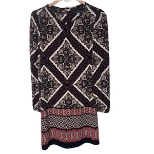 Tommy Hilfiger Long Sleeved Dress Black And Red Patterned Size 6 - Picture 1 of 7