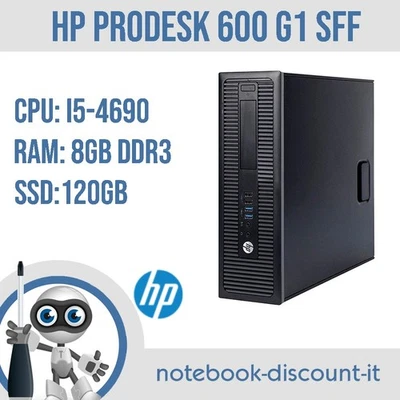 PC DESKTOP  HP Prodesk 600 G1 SFF  cpu i5-4690 Ram 8gb  SSD 120gb Win10 Pro - Image 1 of 4