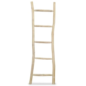Handtuchleiter Teak natur 45x150 cm 5 Sprossen freistehend Holzregal Handarbeit XL - Bild 1 von 7