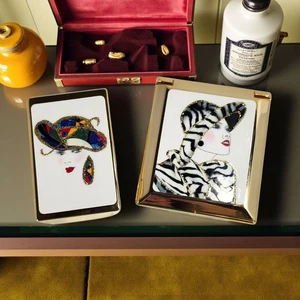 Vintage 1980er Waschtisch Set Art Deco Frau kompakt & Lippenstift Etui NOS Glam Gold - Bild 1 von 16