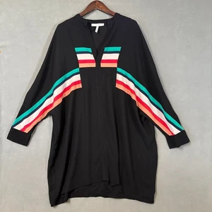 BCBGMAXAZRIA schwarzer langer Kaftan Gr. SM gestreifte Ärmel V-Ausschnitt Cover-Up Kleid - Bild 1 von 11