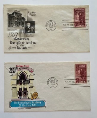 1955 150th Ann. Pennsylvania Academy Fine Arts Stamp #1064 First Day Covers (2) - Image 1 of 3