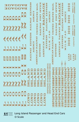 K4 O Scale Decals Long Island Railroad Head End, Reefer and Passenger Car Gold - Image 1 of 3
